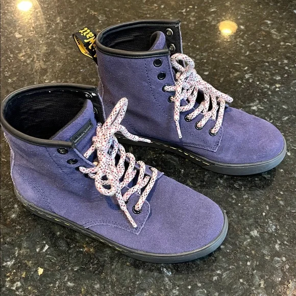 Dr. Marten Size Blue Canvas Sheridan Boots Lace Up Combat - Sz 5 - Picture 2 of 5